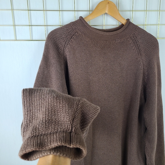 J. Crew Roll Neck OarsmanBrown Taupe Heavyweight Cotton Sweater - Picture 5 of 10